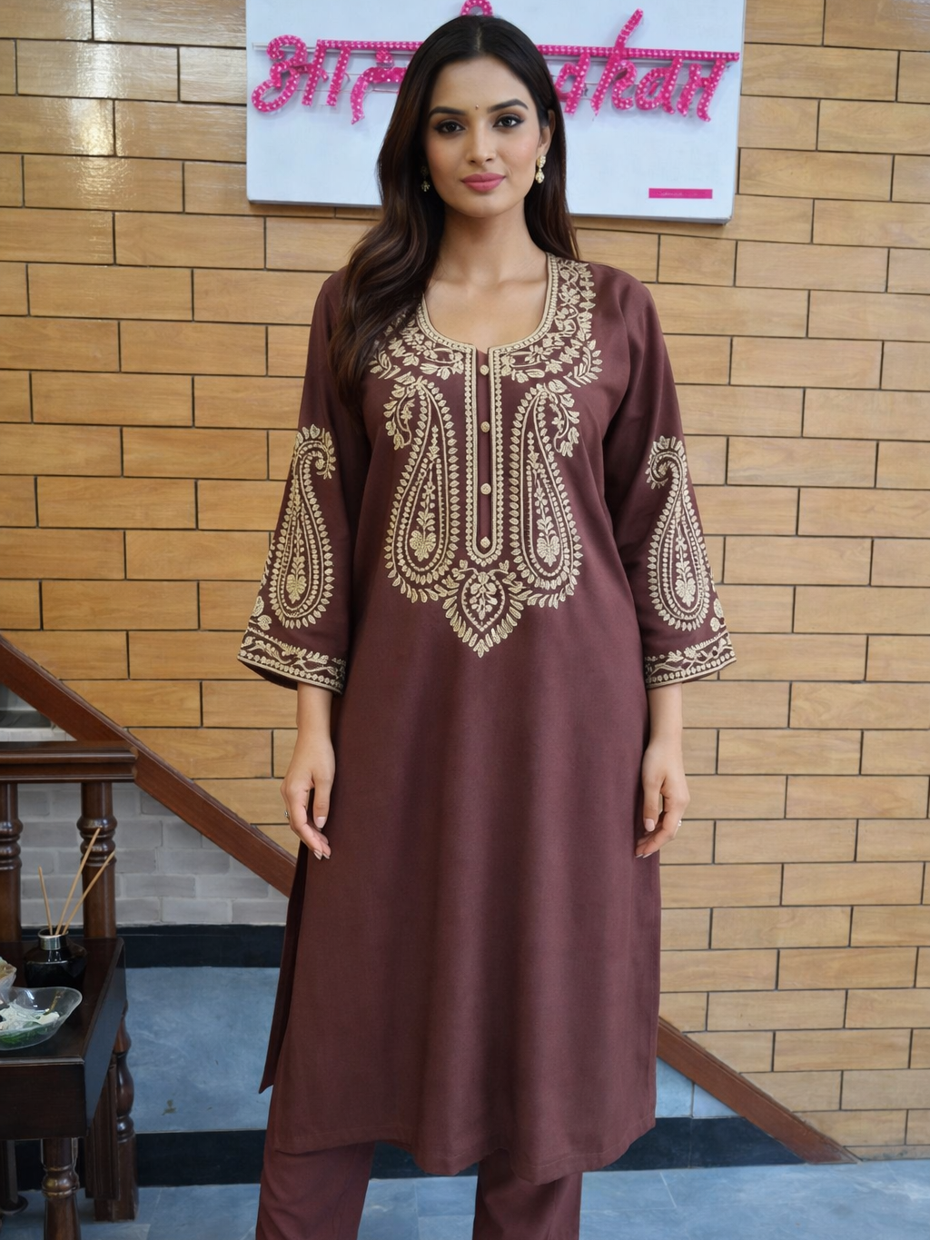 Regal Aari Embroidered Pashmina Suit