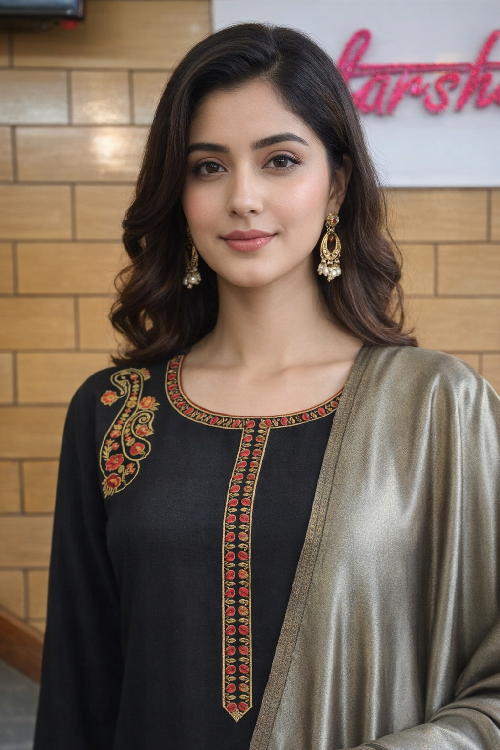 Elegant Pure Pashmina Suit with Resham Embroidery