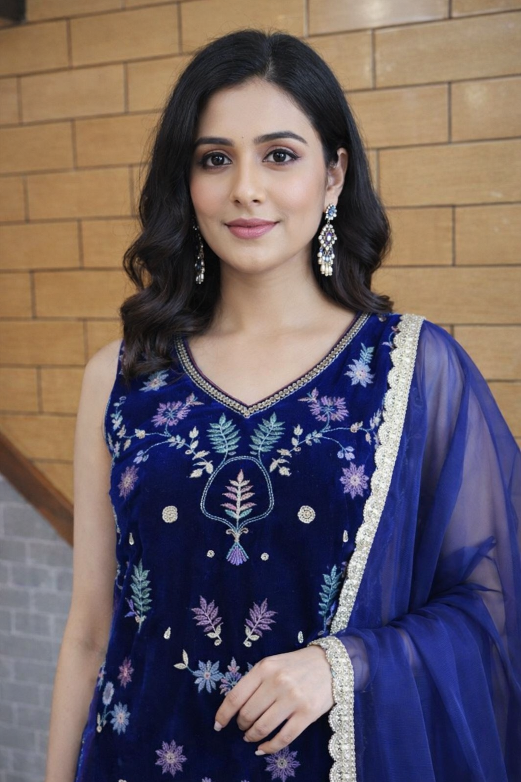 Elegant Silk Velvet Zardozi Work Suit Paired with Organza Dupatta