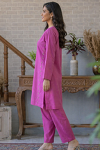 Bold Pink Straight Kurta with Side Detailing