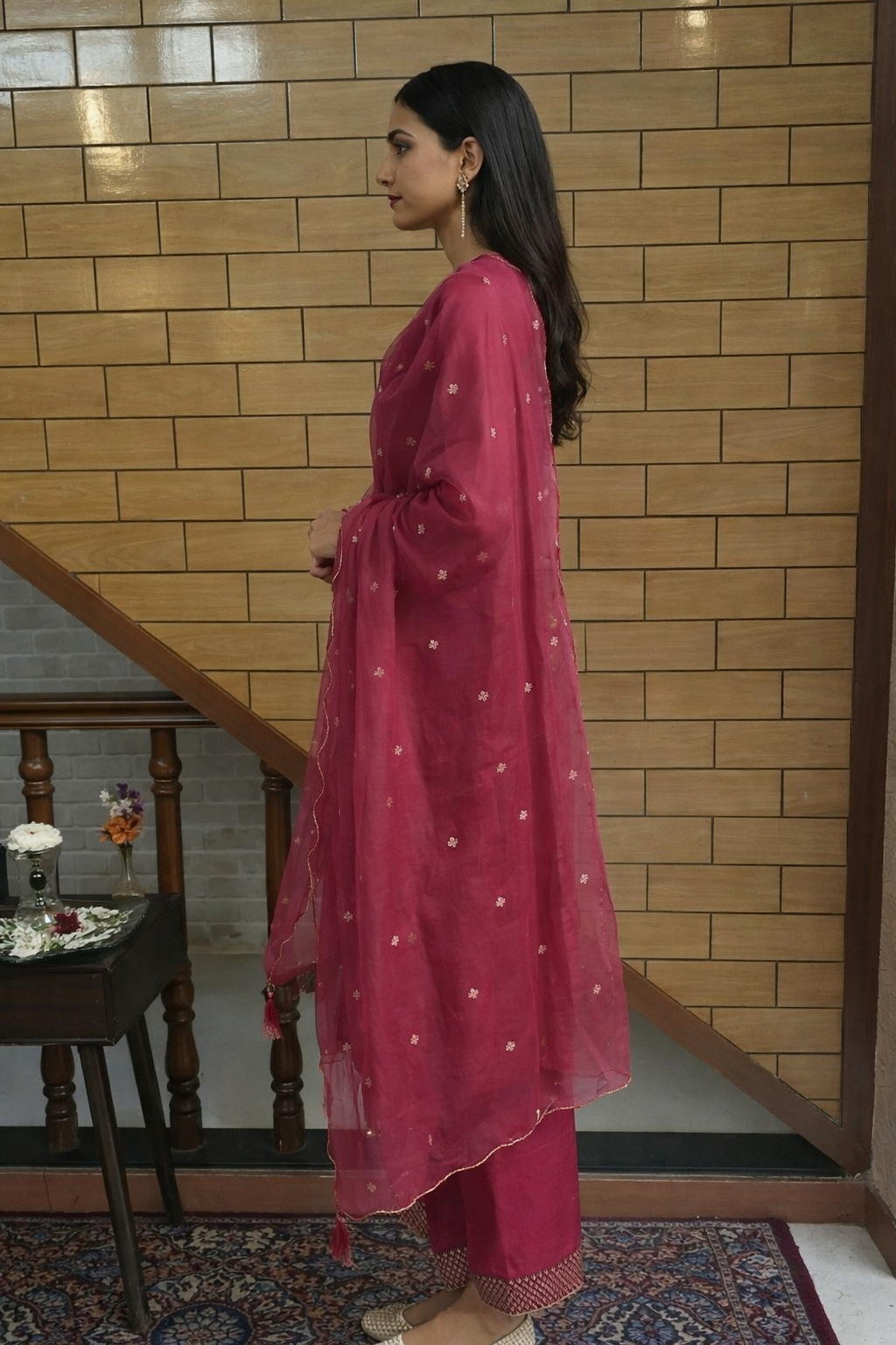 Royal Fuchsia Festive Kurta Palazzo Set