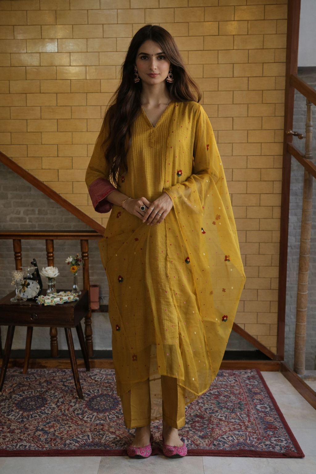 Saffron Charm Festive Kurta Set for Women