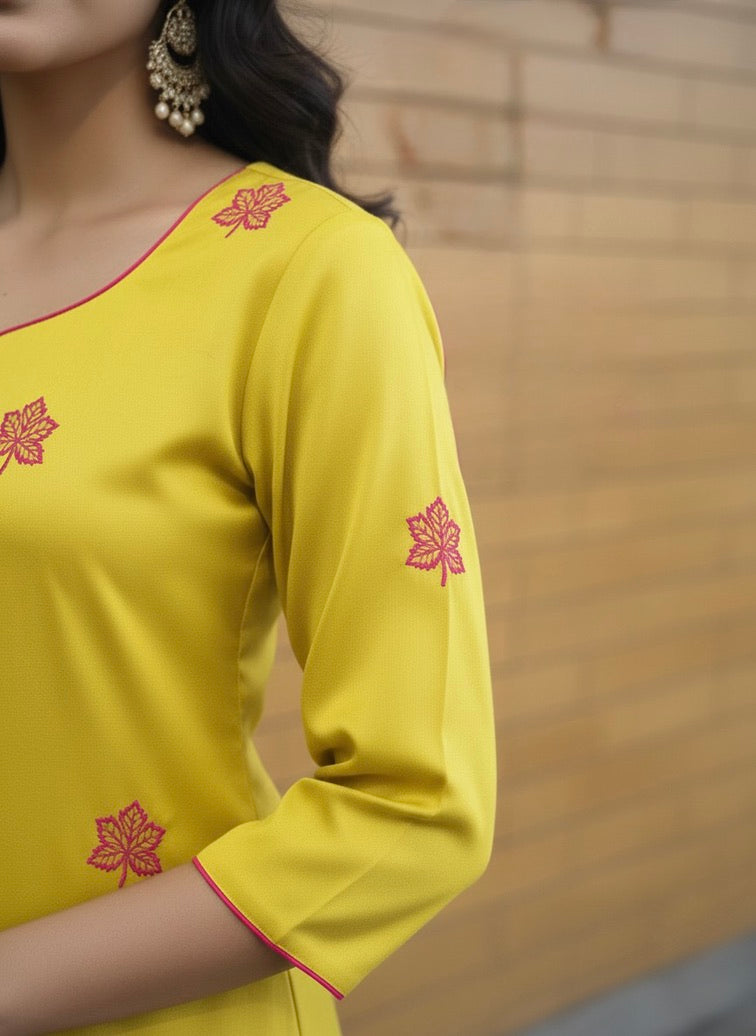 Satin Resham Embroidered Kurta with Trousers & Dupatta