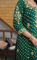 Bandhani Printed Kurta Set with Resham Zardozi Work