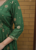 Silk Banarasi Angrakha Style Zari & Sequinned Kurta Set