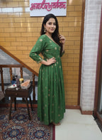 Silk Banarasi Angrakha Style Zari & Sequinned Kurta Set