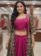 Fusion Crop Top Dhoti Set with Jacket