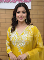 Yellow Embroidered Kurta Set with Dupatta