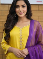 Silk Blend Pearl & Cutdana Embellished Kurta Set