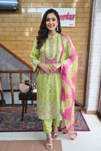 Embroidered Straight Suit with Printed Dupatta