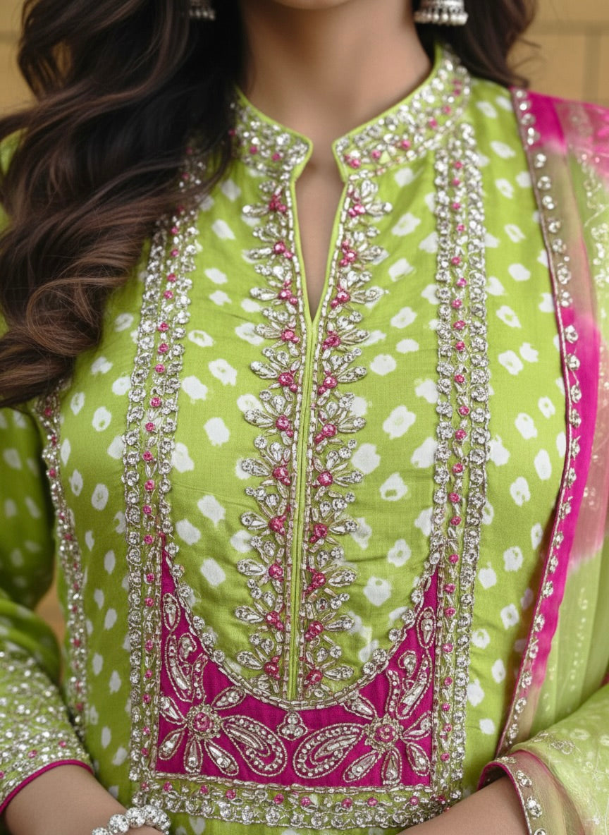 Embroidered Straight Suit with Printed Dupatta