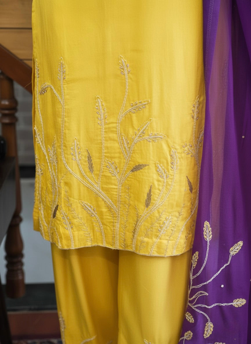 Silk Blend Pearl & Cutdana Embellished Kurta Set