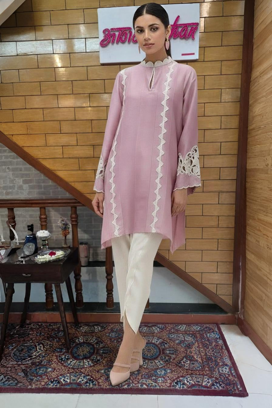 Blush Pink Lace Detail Dhoti Suit Set