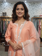 Chanderi Suit with Fine Resham Work Embroidery