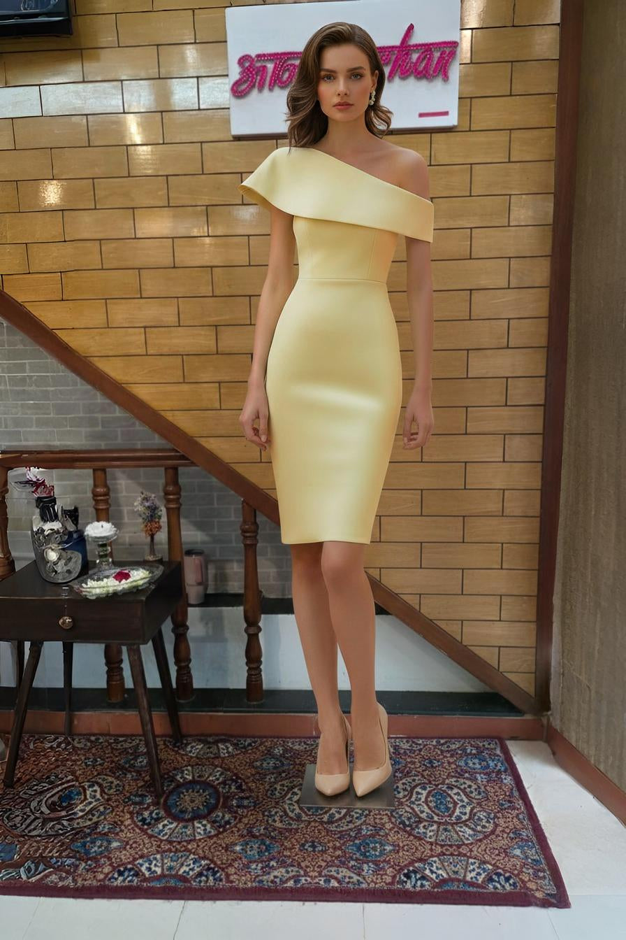 Buttercream One-Shoulder Bodycon Dress