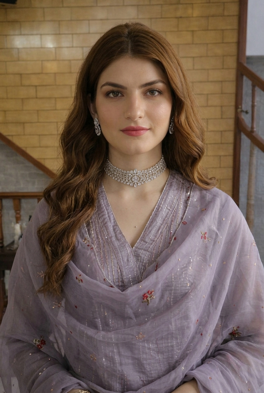 Lavender Mist Embroidered Kurta Set with Sheer Dupatta