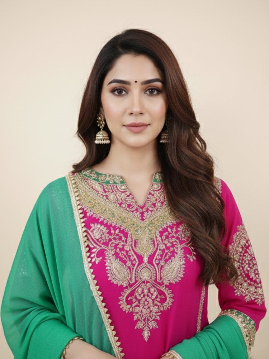 Crepe Kali Suit with Elaborate Zardozi Work