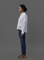 Elegant Cotton Top with Intricate Resham Embroidery