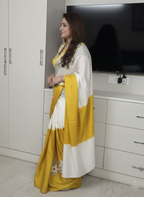 Resham Embroidered Satin Saree, Perfect for Festive Occasions