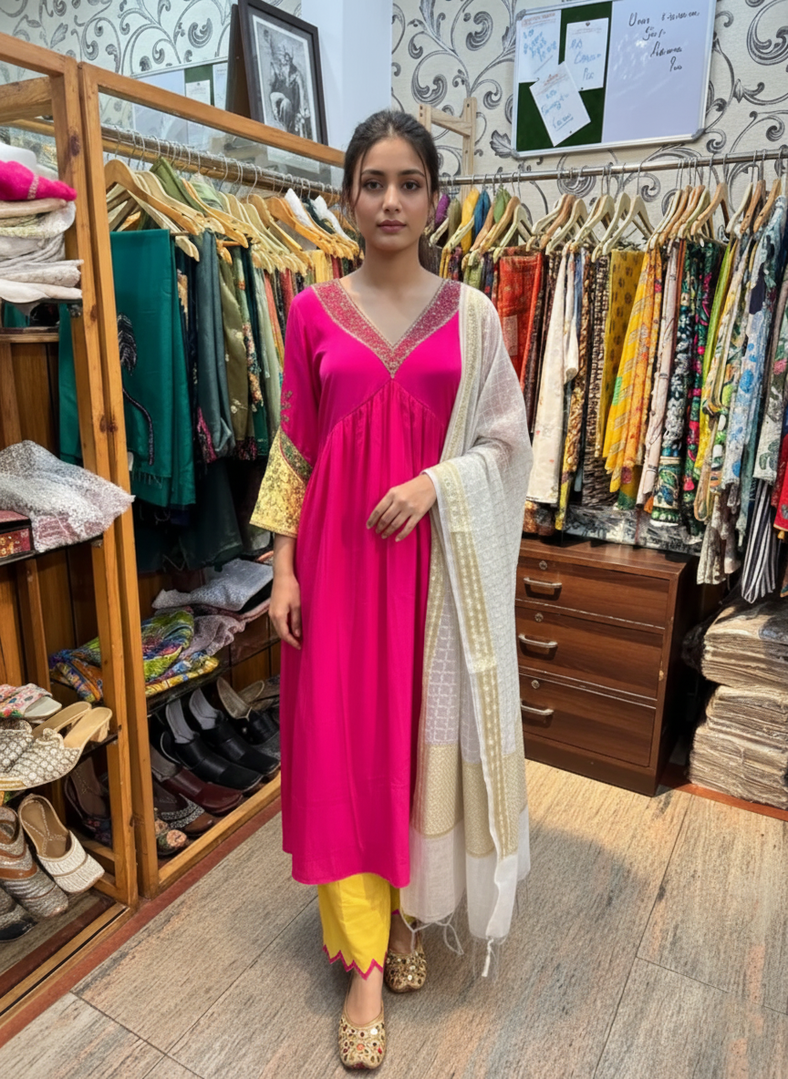 Crepe Pant Suit with Beads and Cutdana Embellishment