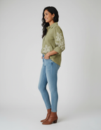 Elegant Resham Embroidered Top in Malmal Cotton