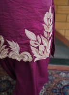 Elegant Tissue Silk Suit with Intricate Appliqué Work