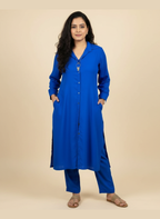 Flowy Rayon Co-ord Set with Delicate Resham Thread Work