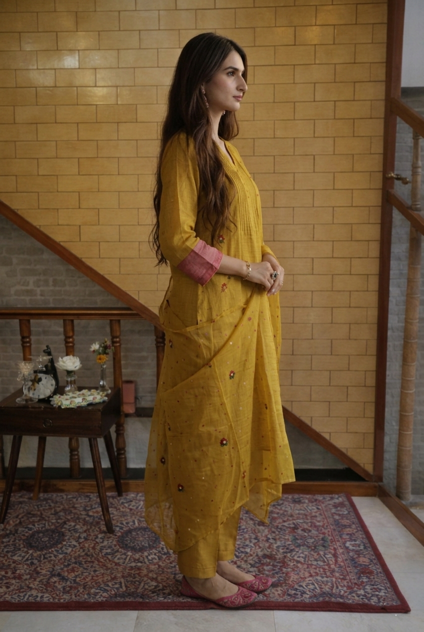 Saffron Charm Festive Kurta Set for Women