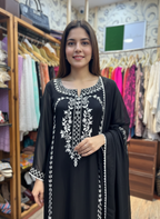 Elegant Black Georgette Aari Resham Embroidered Pant Suit