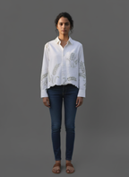 Elegant Cotton Top with Intricate Resham Embroidery