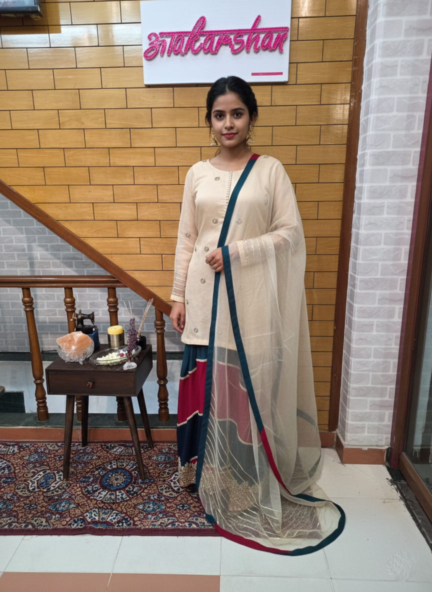 Organza kurta with farshi salwar