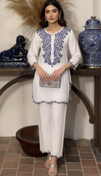 Delicate Resham Embroidery on Cotton