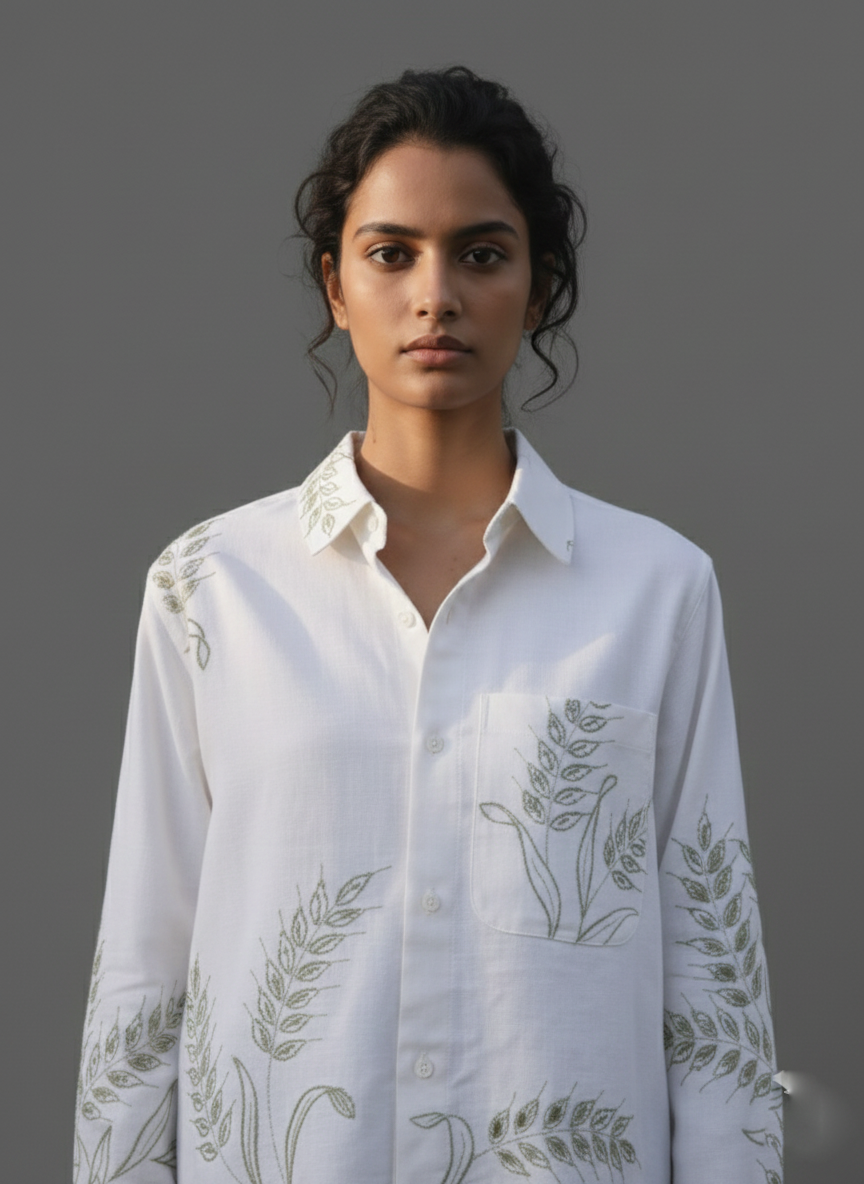 Elegant Cotton Top with Intricate Resham Embroidery