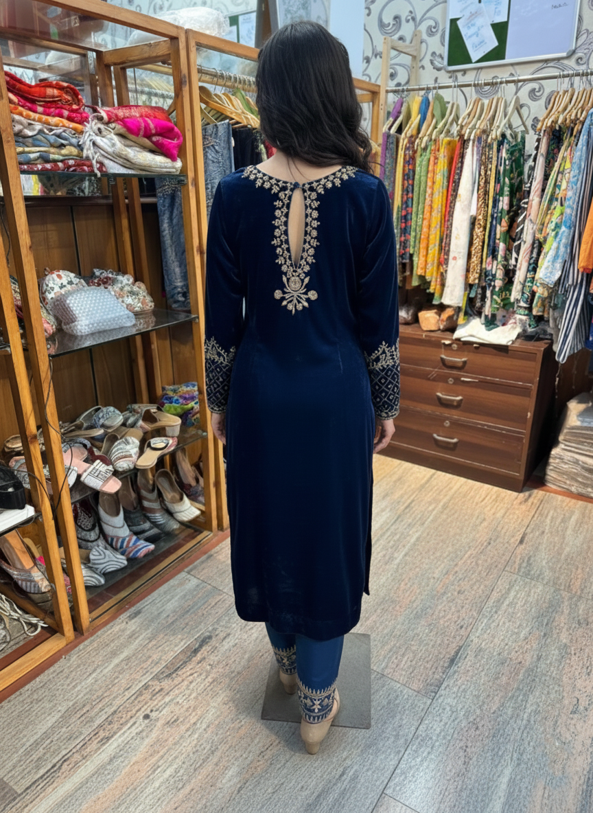Velvet Pant Suit with Luxurious Zardozi Embroidery