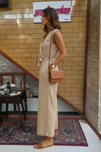 Earthy Elegance Sleeveless Linen Jumpsuit