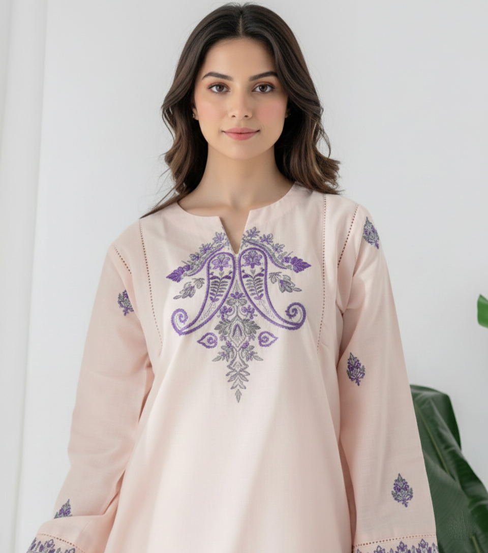 Classic Cotton Suit featuring Resham Detailing