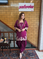 Elegant Tissue Silk Suit with Intricate Appliqué Work