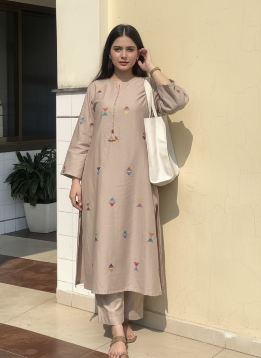 Designer Cotton Salwar Suit with Resham Detailing