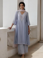 Luxury Modal Cotton Dress Material with Pearl & Zari Embellishment