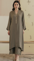 Designer Modal Cotton Suit Set with Heavy Cut Work and Zardozi