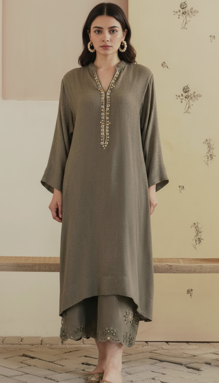 Designer Modal Cotton Suit Set with Heavy Cut Work and Zardozi