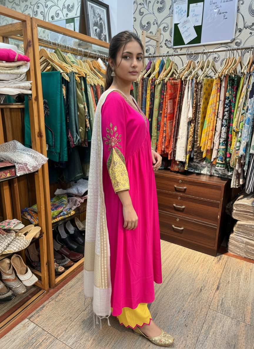 Crepe Pant Suit with Beads and Cutdana Embellishment