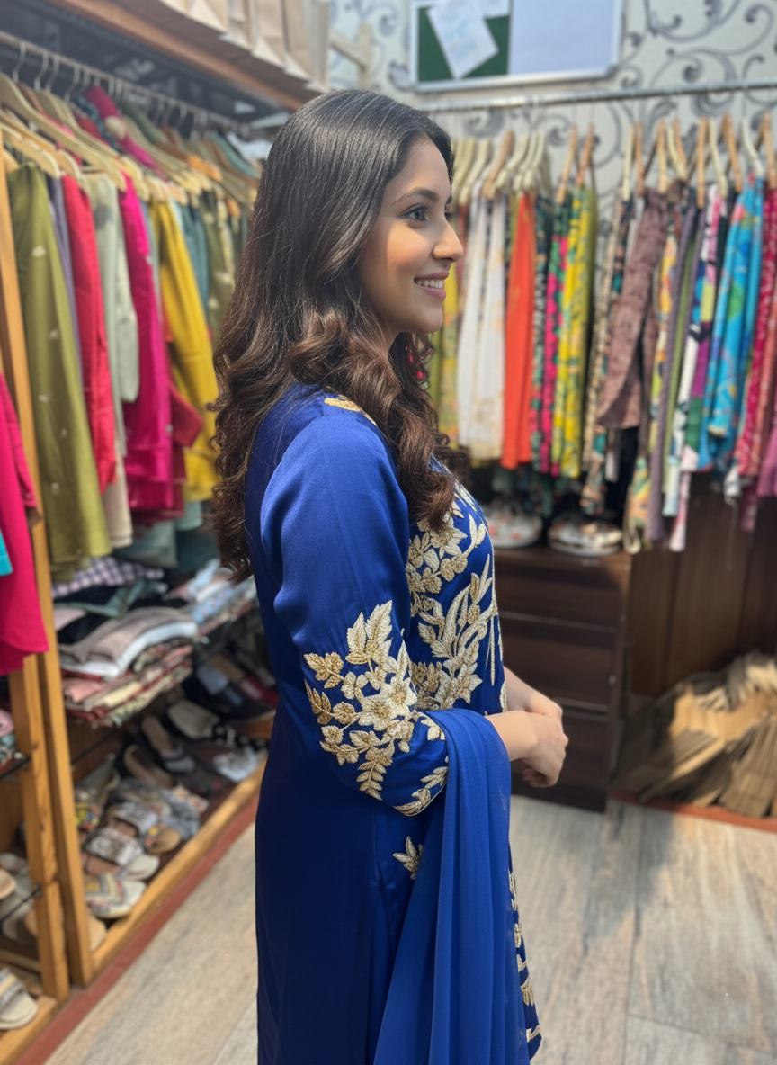 Designer Silk Sharara Ensemble Featuring Dual Zari and Cutdana Embroidery