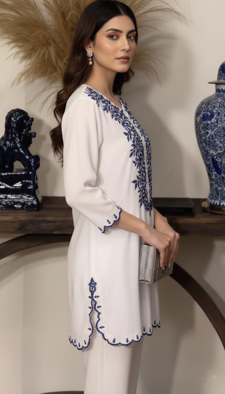 Delicate Resham Embroidery on Cotton