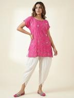 Luxe Pink Silk Kurta with Pearl & Cutdana Embroidery