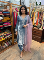 Silk Velvet Pakistani Suit: Zardozi and Resham Work with Organza Dupatta