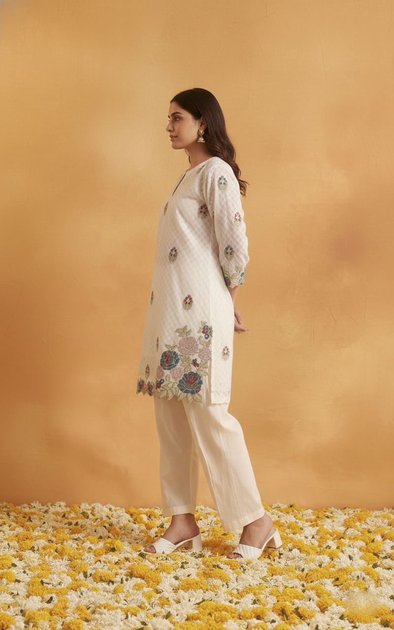 Heritage Chanderi Cotton Suit with Fine Thread Work