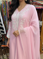 Blush Pink Cotton Pants Suit with Resham Aari Work