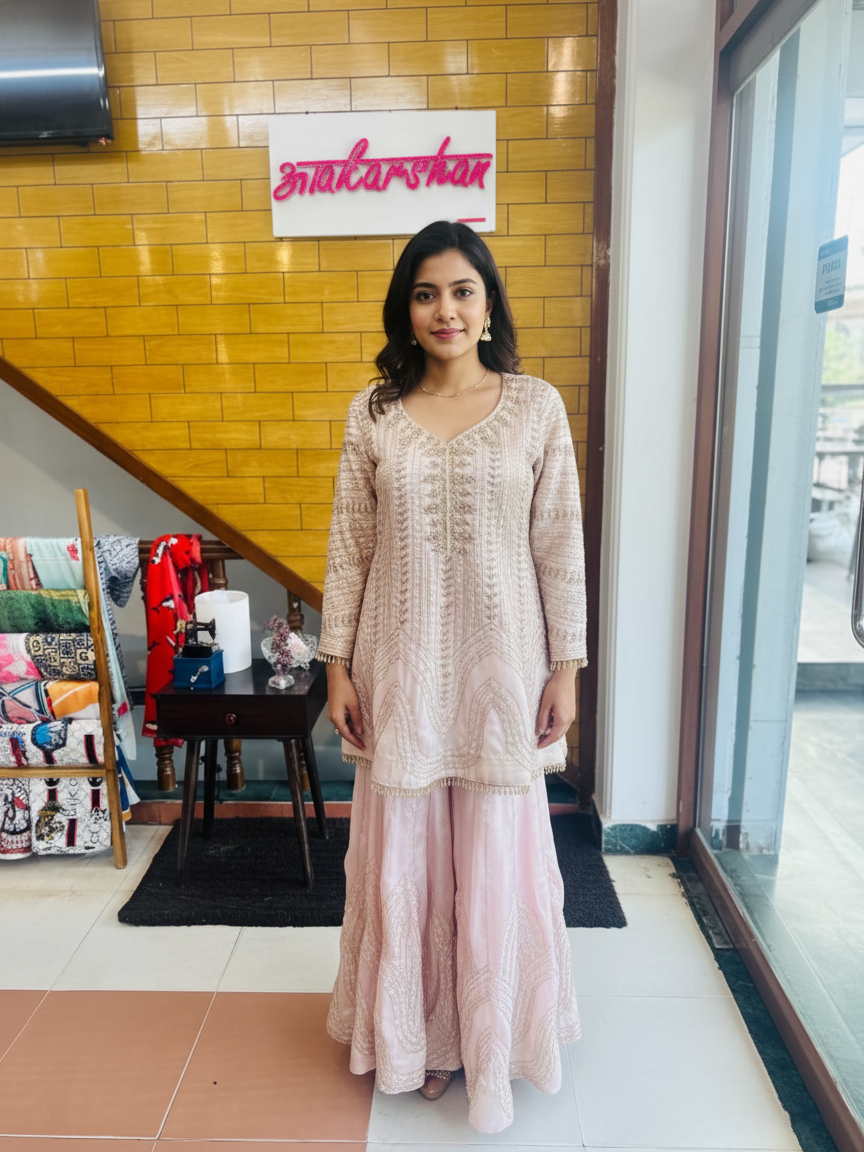 Silk Sharara Suit with Gotta Patti, Sequin Work & Organza Dupatta