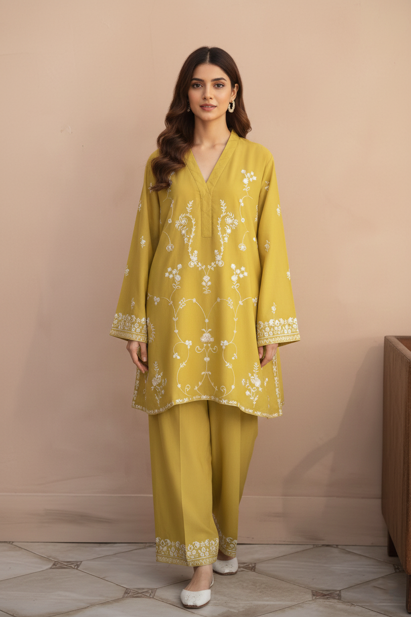 Modal Cotton Suit Set with Intricate Resham Work